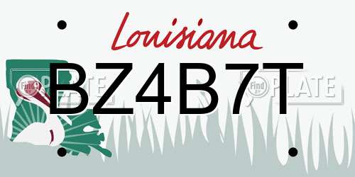 BZ4B7T Louisiana License Plate