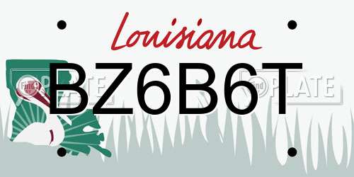 BZ6B6T Louisiana License Plate