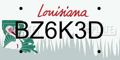 BZ6K3D Louisiana License Plate