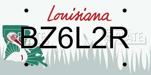 BZ6L2R Louisiana License Plate