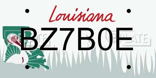 BZ7B0E Louisiana License Plate