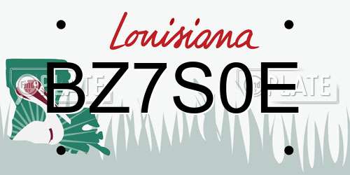 BZ7S0E Louisiana License Plate