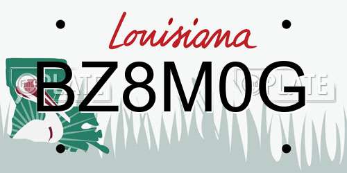 BZ8M0G Louisiana License Plate