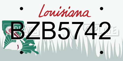BZB5742 Louisiana License Plate