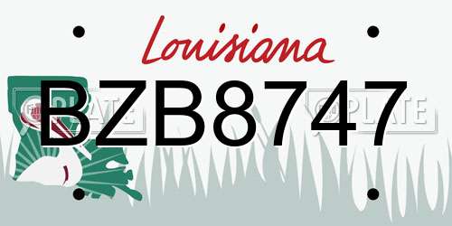 BZB8747 Louisiana License Plate