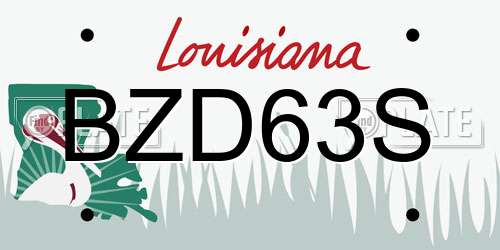 BZD63S Louisiana License Plate