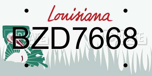 BZD7668 Louisiana License Plate
