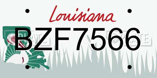 BZF7566 Louisiana License Plate
