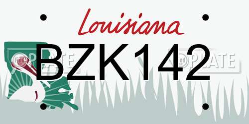 BZK142 Louisiana License Plate