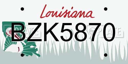 BZK5870 Louisiana License Plate