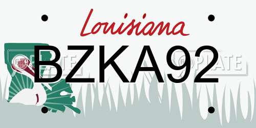 BZKA92 Louisiana License Plate