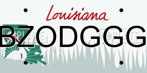 BZODGGG Louisiana License Plate