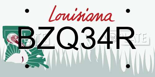 BZQ34R Louisiana License Plate