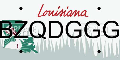 BZQDGGG Louisiana License Plate