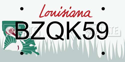BZQK59 Louisiana License Plate