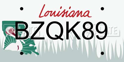 BZQK89 Louisiana License Plate