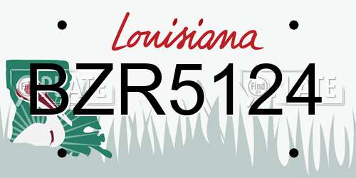 BZR5124 Louisiana License Plate