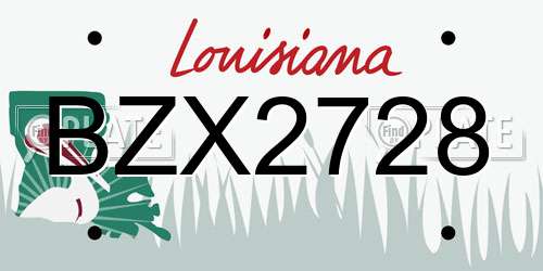 BZX2728 Louisiana License Plate
