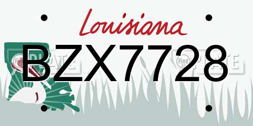 BZX7728 Louisiana License Plate