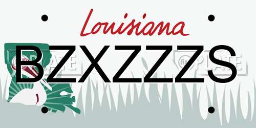 BZXZZZS Louisiana License Plate