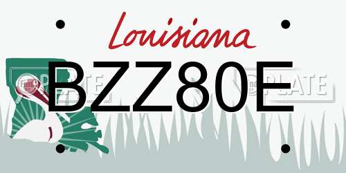 BZZ80E Louisiana License Plate