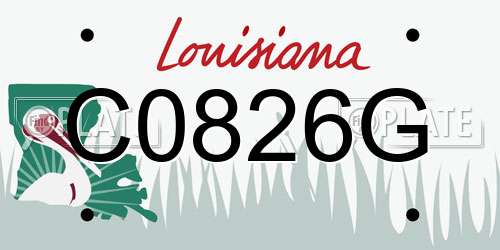 C0826G Louisiana License Plate