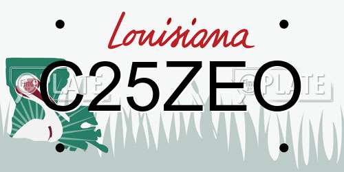 C25ZEO Louisiana License Plate