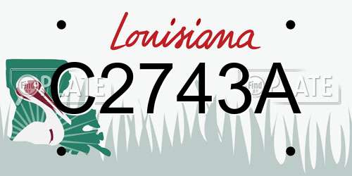 C2743A Louisiana License Plate