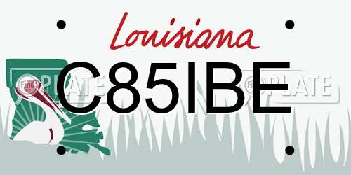 C85IBE Louisiana License Plate