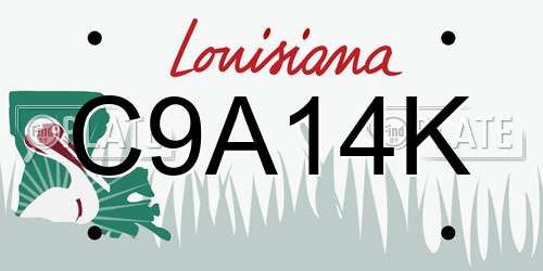 C9A14K Louisiana License Plate