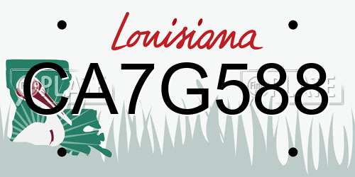 CA7G588 Louisiana License Plate