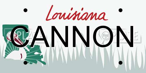 CANNON Louisiana License Plate