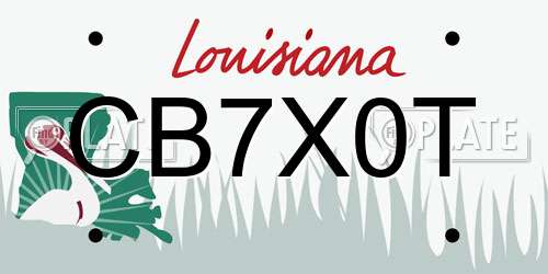 CB7X0T Louisiana License Plate