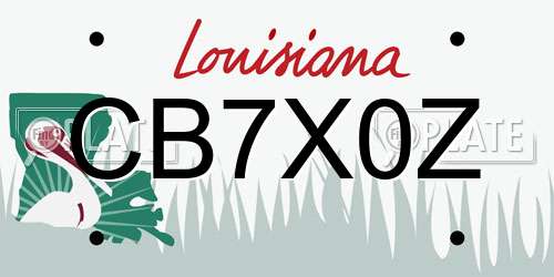 CB7X0Z Louisiana License Plate