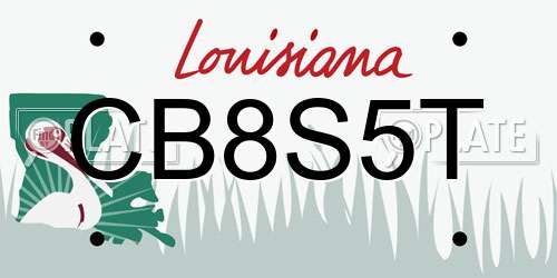 CB8S5T Louisiana License Plate