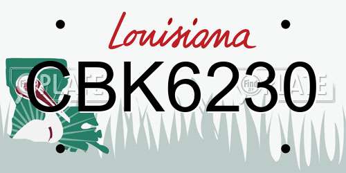 CBK6230 Louisiana License Plate