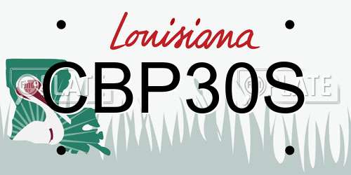 CBP30S Louisiana License Plate