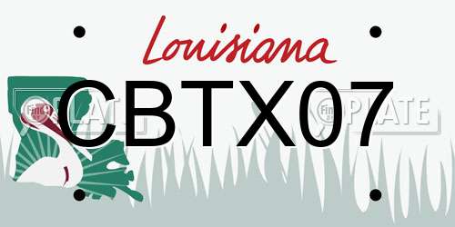 CBTX07 Louisiana License Plate