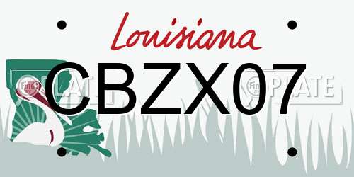 CBZX07 Louisiana License Plate
