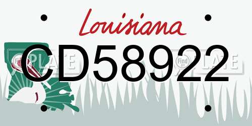 CD58922 Louisiana License Plate