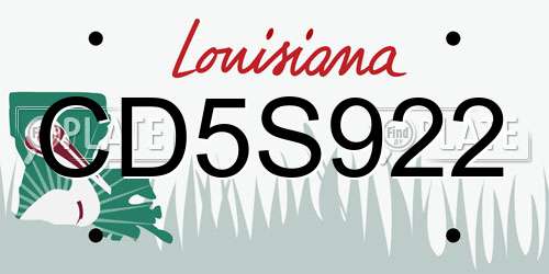 CD5S922 Louisiana License Plate