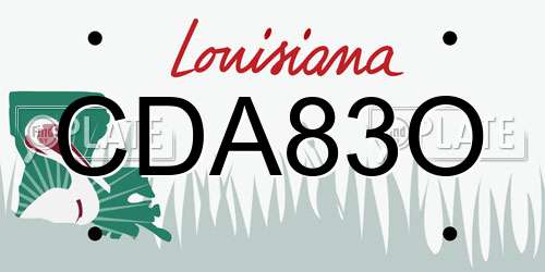 CDA83O Louisiana License Plate
