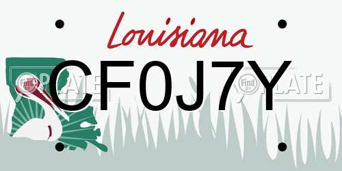 CF0J7Y Louisiana License Plate