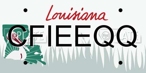 CFIEEQQ Louisiana License Plate