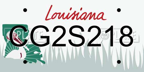 CG2S218 Louisiana License Plate