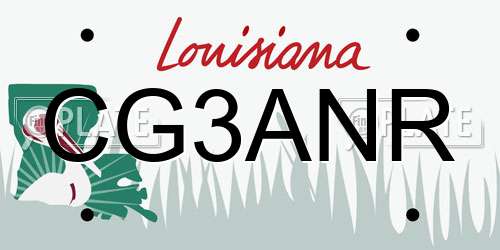 CG3ANR Louisiana License Plate