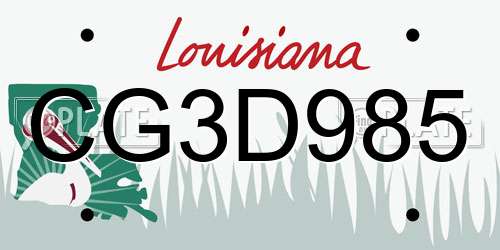 CG3D985 Louisiana License Plate