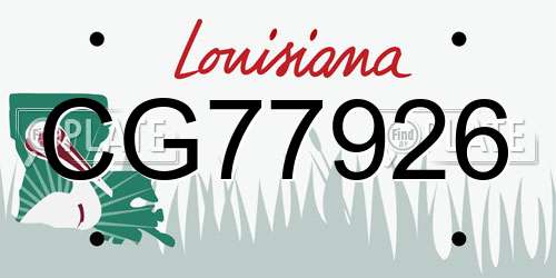 CG77926 Louisiana License Plate