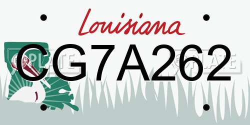CG7A262 Louisiana License Plate
