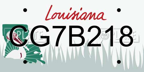 CG7B218 Louisiana License Plate
